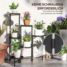 6-Tier Plant Stand With Trays, Foldable Indoor Flower Stand, Metal Plant Shelf, Multi-Tier Flower Rack, 80 Cm High, Plant Ladder, Flower Column For Garden And Balcony, Black - Black - View 6