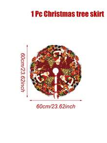 1pc Red Christmas Tree Skirt With Santa Claus & Reindeer & Christmas Tree & Gift Boxes Pattern, Drawstring Closure, Circular Fit For Christmas Tree Decoration, Holiday Party Decoration, Merry Christmas Decoration, Xmas Decoration, Winter Home Decor - Type a - View 13