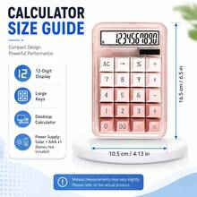 Translucent Pink Acrylic Shell Calculator, Gradient Pink & White Keys, Large Digital Display, Highly Attractive Portable Calculator For Accounting, Bookkeeping And Cashier (Battery Not Included) - A - View 4