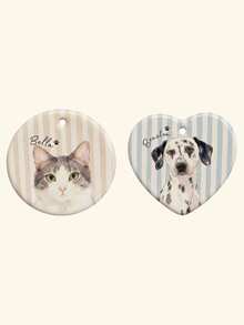 Photo + Name Customized Pet Memorial Ornament - Striped Dog And Cat Ornament, Personalized Pet Memorial Gift, Dog Christmas Ornament, Pet Memorial Gift - Multicolor - View 8