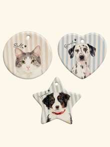Photo + Name Customized Pet Memorial Ornament - Striped Dog And Cat Ornament, Personalized Pet Memorial Gift, Dog Christmas Ornament, Pet Memorial Gift - Multicolor - View 9