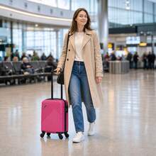 20" Hardside ABS Diamond-Textured Carry-On Spinner Luggage With TSA Lock, Lightweight Travel Suitcase For Business Trips & Vacations - Rusty Rose - View 5