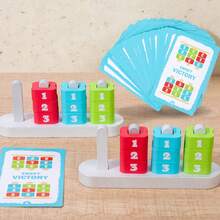 1 Set Kids Number & Color Matching Battle Game Wooden Layered Challenge Board Early Education Logic Thinking Desktop Educational Toy - Multicolor - View 3