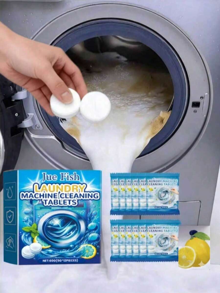 Pastiglie per la pulizia della lavatrice, pulizia profonda per lavatrici a carica frontale e a carica dall'alto, rimuove residui di calcare e odori, schiuma rapida, freschezza duratura, profumo di limone, detergente per lavatrice, modelli nuovi e vecchi spediti casualmente - Multicolore - Visualizzare 1