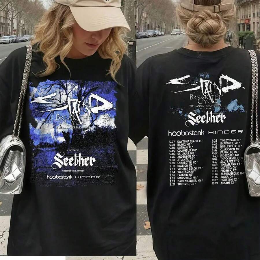Staind 25th Anniversary Break The Cycle Tour 2026 Fan Vintage Unisex Shirt Cosplay - Main Color Of the Picture - View 1