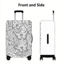 1PC Butterfly And Flower Print Luggage Cover With Manual Doodle Color. Fits Luggage From 18 – 32 Inches; Dust And Elastic Travel Accessories To Protect Your Luggage - View 12