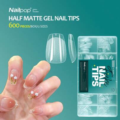Boxed Compartment Press-On Soft Gel Fake Nails, Ultra-Thin Back Edge Design, Pre-Filed Nail Shape, Long-Lasting Adhesive, Non-Detachable