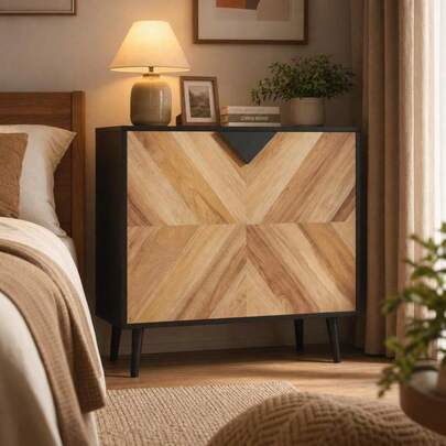 Wooden Storage Cabinet with Doors and Shelves, Farmhouse Sideboard Buffet with Adjustable Shelf, Accent Cabinet for Living Room Kitchen Dining Room Entryway