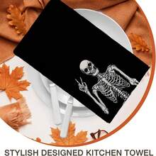2/4/48pcs Halloween Series Funny Skeleton Bone Pattern Printed Kitchen Towels - Super Soft, Highly Absorbent Polyester Dishcloths And Hand Towels, Perfect For Holiday Decor, Kitchen Decor, Party Decor. - Multicolor - View 8