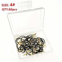 60pcs Black Gold Ise-Ni Barbed Fish Hooks For Crucian Carp, Bass, Carp Fishing Accessories - Black - View 10