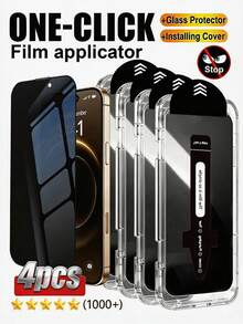 4pcs-Dust-Free Quick-Stick Screen Protector, Tempered Glass Material, Multi-Layer Reinforced, Scratch-Resistant, Anti-Peeping, Privacy Protection, One-Click Application, No Dust, No Water Stains, No Bubbles, Compatible With IPhone17e/17 Pro Max/17 Pro/17/16 Pro Max/16 Pro/16 Plus/16/15 Pro Max/15//14/13 And Other Models. - Black - View 25