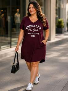 Plus Size Dresses - BROOKLYN BORDÓ - Ver 5