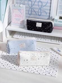 1pc Sweet Lace Fringe Pencil Case Decorated With Silver Stars, Large Capacity Girly Stationery Pouch, Smooth And Sturdy Zipper, Suitable For Daily Study Storage, Students, Office - Pencil Case - View 9