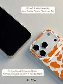 GIIPPA 1件裝橘色不規則圖案設計手機殼，適用於Phone 17 Pro Max，相容Phone 16 Pro Max、15 Pro Max、14 Pro Max，韓系高端時尚趣味手機殼，相容11/12/13/14/15/16 Pro Max Plus，優雅設計男女皆宜，適合送給女友的聖誕節、情人節、復活節、婚禮季與生日完美禮物 - 橘色 - 查看 6
