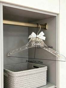 Bow Pearl Bridal Hanger, Wedding Hanger, Lightweight Hanger, Bridal Hanger, Engraved Bridal Hanger, Decorative, Newlyweds, Wedding Decoration, Reusable, Multi-Functional, Fashion, Exquisite - Multicolor - View 9