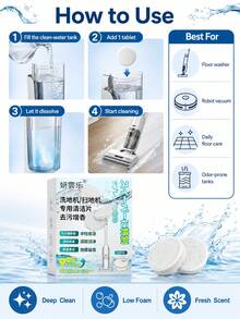Floor Scrubber Robot Vacuum Cleaner Cleaning Tablets, Foaming Deodorizing Fragrance Stain Removal Low Foam Cleaning Tablets - Premium Effervescent Tablets - View 5