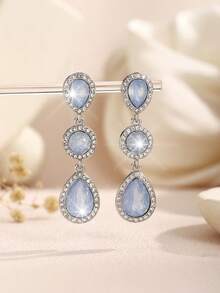 1 Pair Bohemian Alloy Glass Rhinestone Fashion High-End Popular Versatile Bestselling Earrings - Opal Blue - View 5