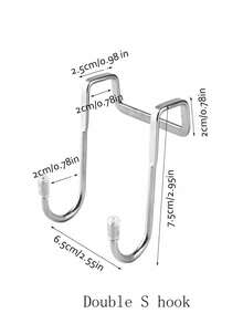 2 Pieces Over Cabinet Hanging Hooks J Shape Wall Hanging Hooks For Cupboard Door Drawer Bathroom Kitchen Laundry Bedroom Entryway Hallway Coat Clothes Bags Towels Hats Scarves Organizer Space Saving Storage Multipurpose Christmas Gift - View 2