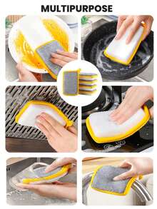 1/5/10pcs Double-Sided Dishwashing Sponges, Double-Sided Kitchen Cloth, Dishwashing Sponge, Pot Scrubbing Sponge, Multi-Purpose Absorbent Sponge, Dish Cleaning Brush, Durable Reusable Kitchen Cleaning Sponge, Kitchen Supplies, Home Products - A - View 9
