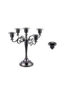 1pc Alloy Metal 5-Arm/3-Arm Candlestick Holder, Home & Wedding Decor Candle Stand, Tabletop Ornament, Room Decor, Birthday & Graduation Gift, Wedding Decoration, Mother's Day Gift, Easter Decor, Home Decor/Tabletop Decor/Wedding Centerpiece/Graduation Gift/Best Friend Gift/Father's Day Gift - Hand-polished - View 13