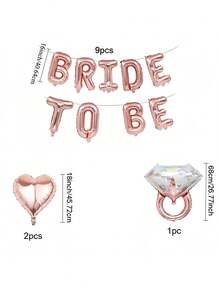 12PCS 16 Inch Rose Gold BRIDE TO BE Letter Foil Balloons (Ribbon Not Included) Crown Heart Diamond Ring Shaped Foil Balloon Set, Camping Party Decoration, Party Decoration, Wedding Birthday Party Decoration Supplies - Rose Gold Bridal Banner - View 4