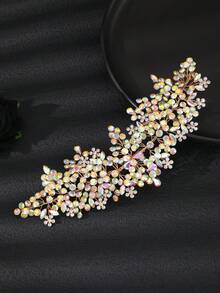 Handmade Iridescent AB Crystal Rhinestone Hair Comb, Gold Tone Bridal Hair Accessory For Women, Suitable For Wedding, Bridesmaid, Prom, Party And Formal Occasions - Color - View 2