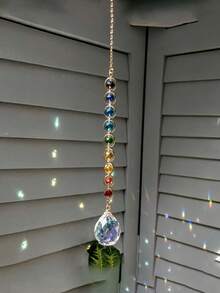 1pc,7 Chakra Rainbow Crystal Suncatcher, Colorful Round Bead Window Hanging Rainbow Prism Light Catcher, Boho Spiritual Meditation Home Wall Car Decor Ornament Gift - Multicolor - View 8