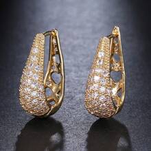 1 Pair Fashionable Elegant Cubic Zirconia Earrings Suitable For Women's Daily, Party And Holiday Wear - White Gold - View 9