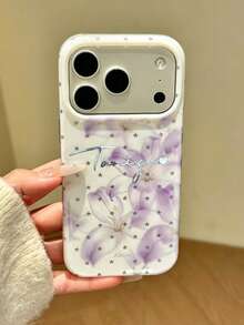 Personalized Customized DIY Name Splicing Lattice Floral Lens Protection Glossy Phone Case Compatible With IPhone 17 Pro Max 17Pro 17 16 15 Pro Max Stylish Soft Back Cover Gift - White - View 4