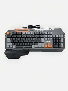 Ergonomic Wired Gaming Keyboard, Pressure Resistant Metal Frame, Removable Magnetic Hand Support, Rainbow Breathing Light, Multicolor Keycaps Desktop Keyboard With Phone Stand For Gamers Home Office Use - View 8