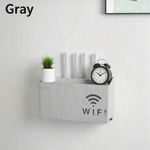 1pc No-Drill Wireless Router Storage Box - Home Cleaning Storage Gadget, Suitable For Bedroom, Living Room, Dorm, Guest Room And Game Room TV Stand, Multi-Functional No-Nail Wireless Router Bracket, Practical Storage Rack - Multicolor - View 5