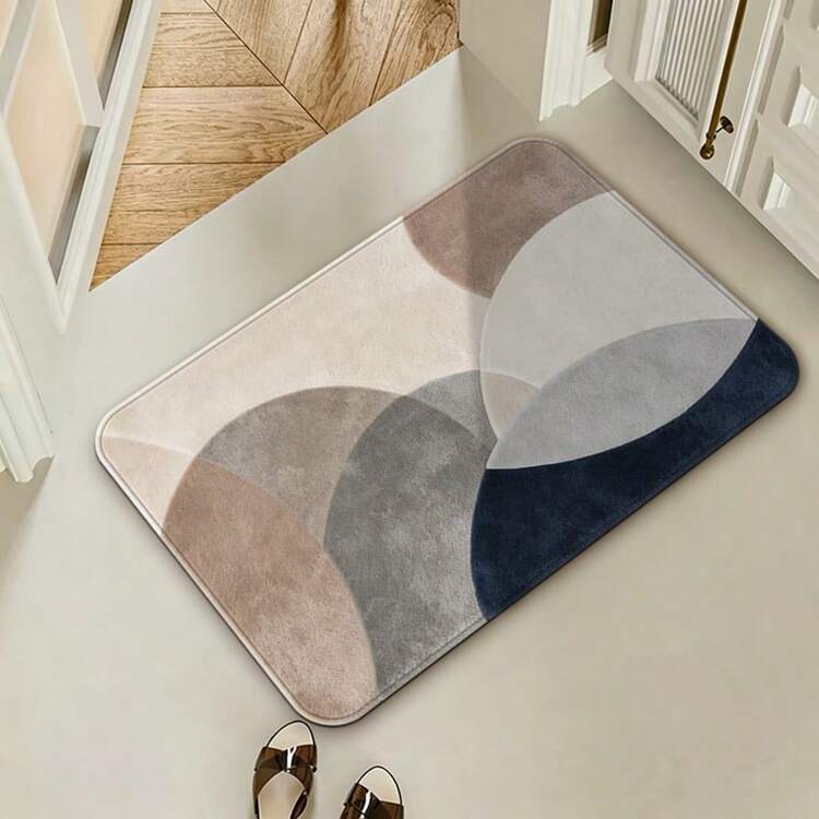 Set Keset Lantai Anti Selip Penyerap Air untuk Kamar Mandi (1/3 buah), Permukaan Poliester Flanel Lembut, Cocok untuk Kamar, Taman, Halaman, Kamar Mandi, Dapur, Keset Toilet Berbentuk U, Keset Kaki Penyerap Air untuk Wastafel, Karpet Dekorasi Kamar Mandi Rumah - Grey - View 14