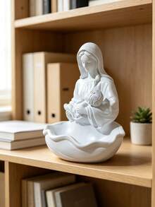 1PCVirgin Mary Holding Baby Jesus Statue Decor Tray, Creative Religious Figurine Storage Bowl, Desktop Ornament For Home Room Decor, Christian Faith Decorative Sculpture - A - View 8