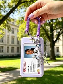 Heart-Shaped Hard Card Holder With Heart Butterfly Pendant, Heart-Shaped Keychain, Small Card Organizer, Bus Card Holder, Anti-Magnetic, Bank Card Holder, Portable & Cute, Suitable For Public Transportation, Campus - Multicolor - View 4
