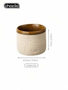 choxila 1 cốc sứ họa tiết lạc đà sa mạc và cây cọ phong cách retro, cốc đa năng dùng uống cà phê, uống trà, phụ kiện cà phê, phù hợp cho phòng khách, phòng ngủ, quán cà phê, văn phòng, cắm trại và các không gian khác, quà tặng hoàn hảo cho Ngày Quốc khánh Saudi - Cốc gốm thô hình lạc đà - Xem 10