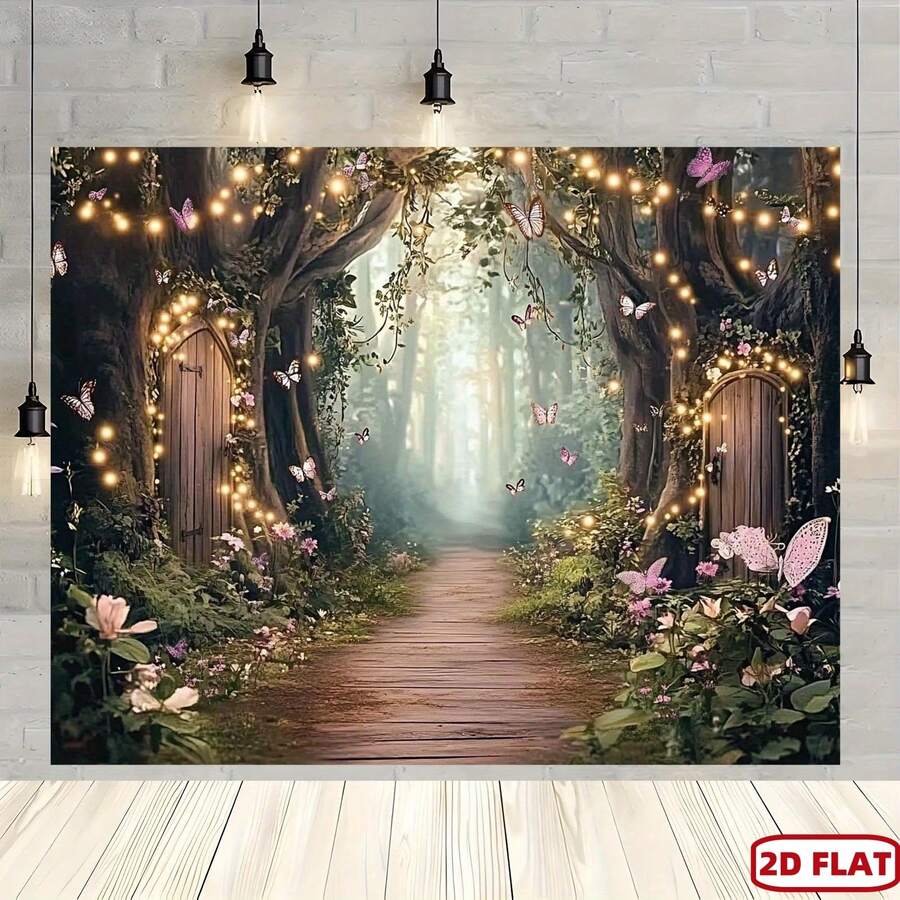 2D平面橫幅,以童話故事中的魔法春季花園為背景,橫幅背景裝飾有仙女與花朵,可用於各種場景與房間裝飾,可選擇多種風格 - 1 - 查看 1