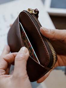 Vintage PU Soft Leather Mini Coin Purse, Portable Japanese Style Card Holder, Lightweight Lipstick Bag, Unisex Multi-Function EDC Wallet For Coins, Keys, Earbuds And Small Items Storage - Multicolor - View 5