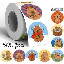 500pcs Cartoon Animal Small Round Thank You Stickers, 1 Inch Round, 3 Popular Healing Cute Themes To Choose From [Capybara / Curly Bichon Dog / Sushi Rice Ball Kitten], Soft Watercolor Hand-Drawn Cartoon Images, Sealing Labels For Envelopes, Magazines, Phone Cases, Water Bottles, Computer Helmets, Scrapbooks, DIY Decoration, Holiday Party Gift Packaging, PVC Self-Adhesive Sealing Stickers, Back To School - Multicolor - View 12