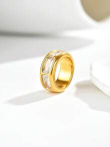 1pc Niche Premium Versatile Square Long Rhinestone Ring, Heart-Shaped Mother Of Pearl Ring, Marquise Zirconia Ring, Thin Pave Ring And More Styles Adjustable Index Finger Ring, Commute Date Elegant Layering Accessory, Exquisite Jewelry Gift For Best Friend And Girlfriend - Yellow Gold - View 39