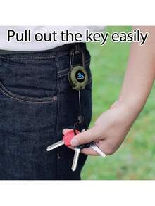 1pc Multifunctional Retractable Carabiner Keychain Heavy Duty Wear Resistant Anti-Lost Tool Clip Portable Outdoor Travel Fishing Camping Climbing Key Accessory - Multicolor - View 3
