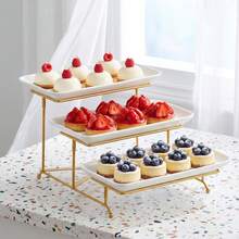 3-Tier Gold Fruit & Dessert Display Stand, Pastry Rack, Buffet Display Rack, Wedding & Birthday Party Dessert Display Stand - Multicolor - View 6