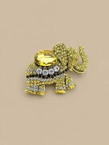 1 pieza Broche de elefante vintage de aleación con strass para mujer, accesorio de broche creativo de estilo exótico, regalo perfecto - Multicolor - Ver 13