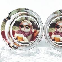 優雅時尚貓咪圖案玻璃菸灰缸，3.34英吋圓形菸灰缸，家居裝飾菸灰缸，送給朋友的節日禮物 - 時尚貓咪 - 查看 5