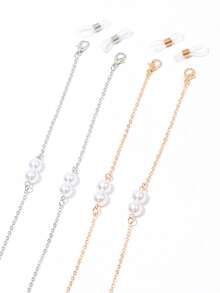 1pc Fashionable Faux Pearl Glasses Chain, Metal Glasses Chain Suitable For Girls And Women, Women's Anti-Slip Glasses Chain, Fashionable Metal Glasses Chain - Multicolor - View 7