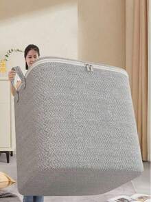 Tas Penyimpanan Non-Woven Kapasitas Besar, Pengatur Rumah Tangga untuk Selimut & Pakaian, Tas Pemilah Portabel untuk Kamar Tidur & Ruang Tamu, Ideal untuk Penyimpanan Pakaian Musiman dan Pengepakan Pindahan - Grey - View 2