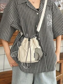 1件裝中性輕量尼龍斜背托特包 多色款 適合戶外徒步與日常通勤 - 彩色 - 查看 11