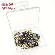 60pcs Black Gold Ise-Ni Barbed Fish Hooks For Crucian Carp, Bass, Carp Fishing Accessories - Black - View 9
