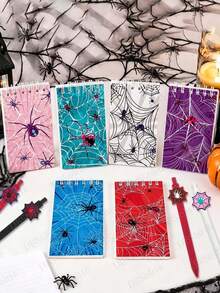 12pcs/Set Spider Web Notebook With Spider Web Pen, Spider Theme Fine Writing Tool Set, Suitable For Spider Party Decoration Guestbook, Halloween, Birthday Party Decoration Supplies, Can Be Used As Spider Party Gift, Random Style - Spider-themed Stationery Set - View 3