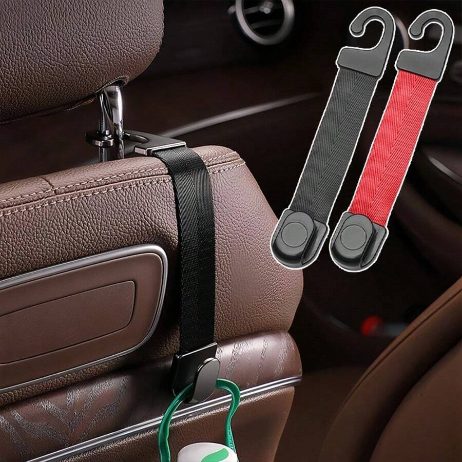 2PCS Oxford Fabric Seat Back Extension Hooks, Universal Fit For All Cars, Sturdy And Durable, Storage And Decoration In One - Woven Seat Belt Hook - View 1