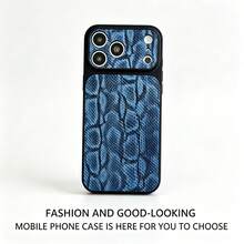 1pc Leopard Print Gold Element PU Leather Pattern Classic Anti-Drop Soft Phone Case Compatible With Apple 17Pro/17/Air/17Promax/11/12/13/14/12 Pro Max/16 Pro/15 Series Lens Protection, Holiday Gift - Black - View 1